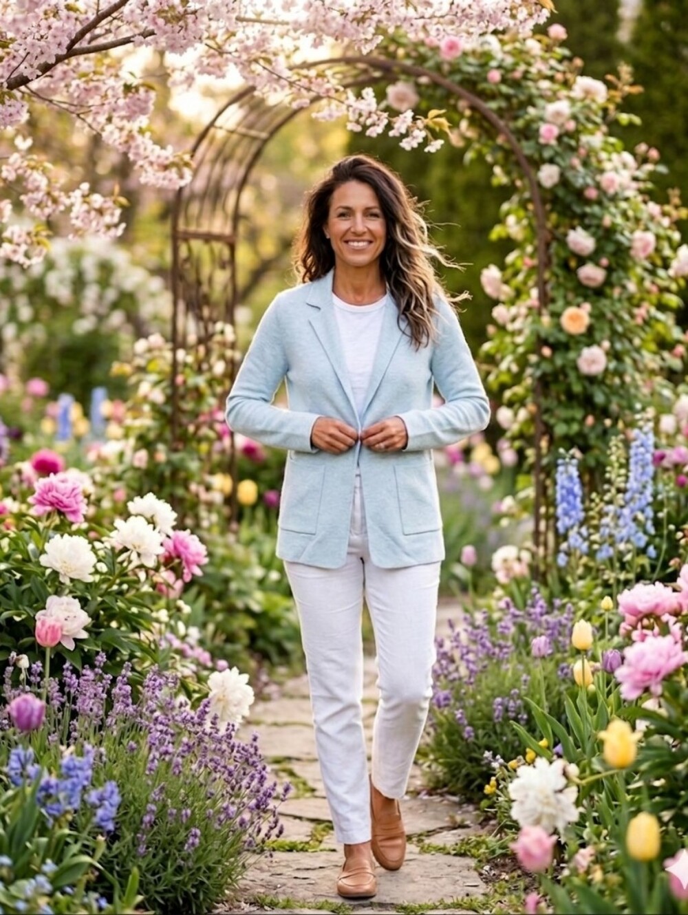 MAX COCOS Magnifique Veston Décontracté En Lainage – Bleu Poudre